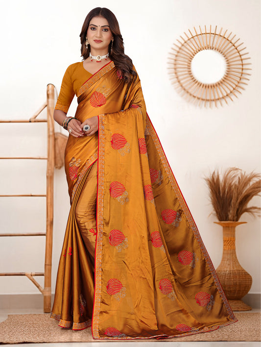 Mustard Gold Rangoli Silk Saree