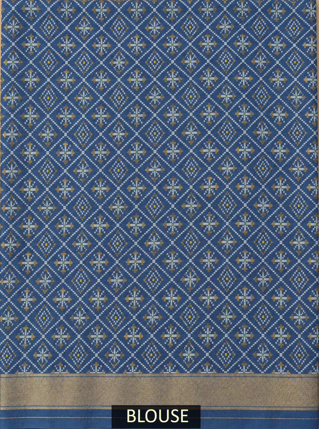 slate blue silk gala patola broad border saree