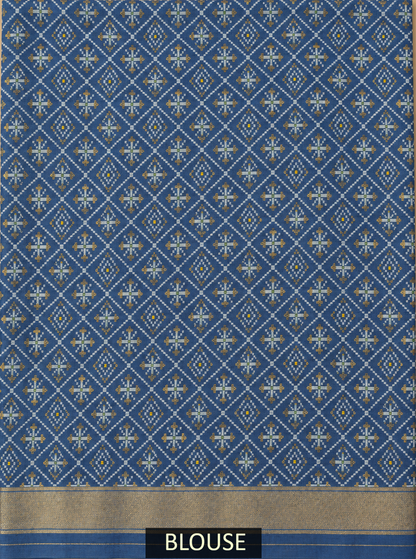Slate Blue Silk Gala Patola Broad Border Saree