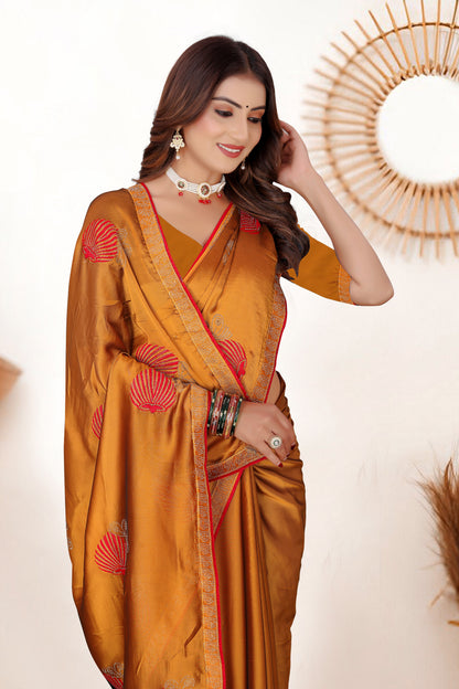 Mustard Gold Rangoli Silk Saree