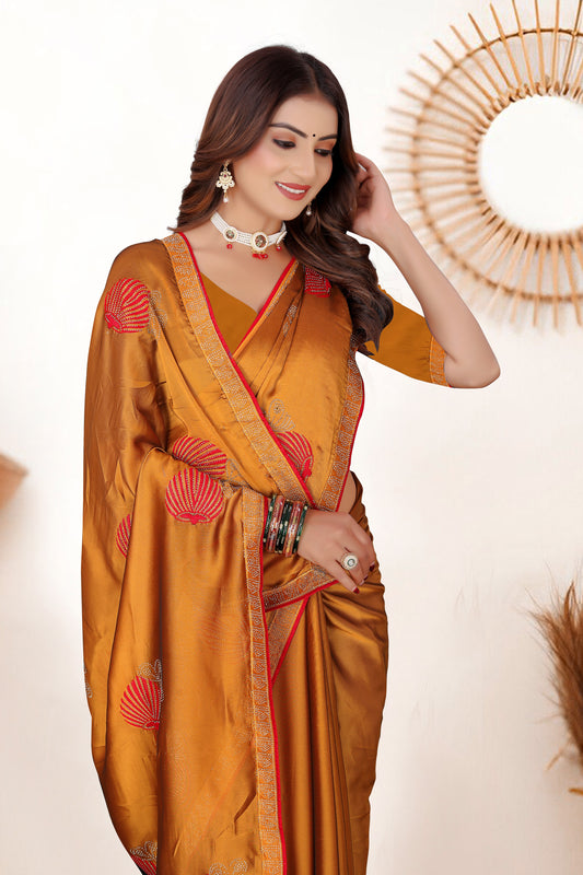 Mustard Gold Rangoli Silk Saree