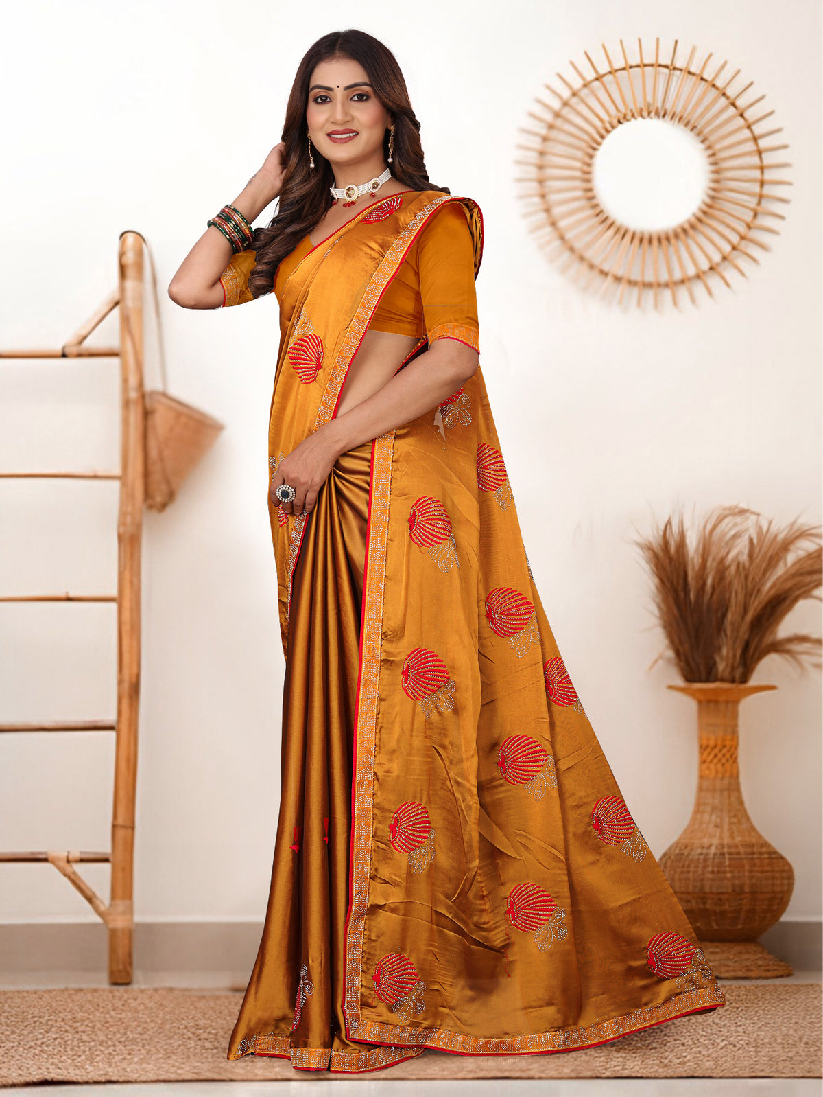 Mustard Gold Rangoli Silk Saree