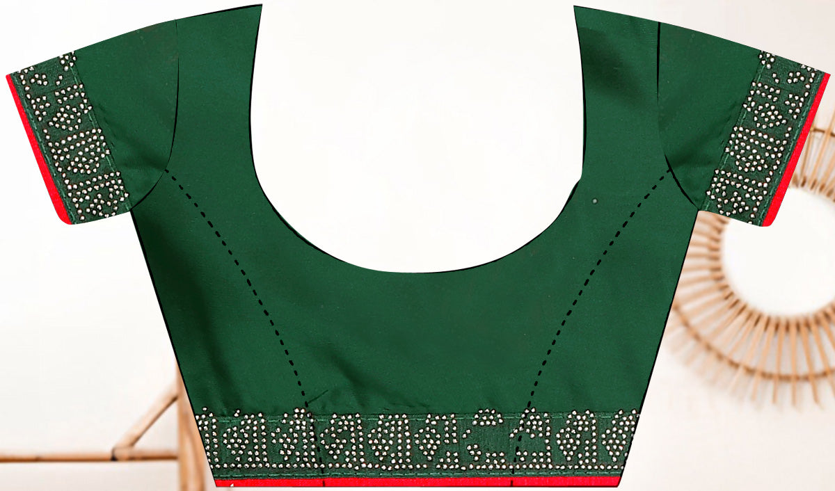 emerald green rangoli silk saree