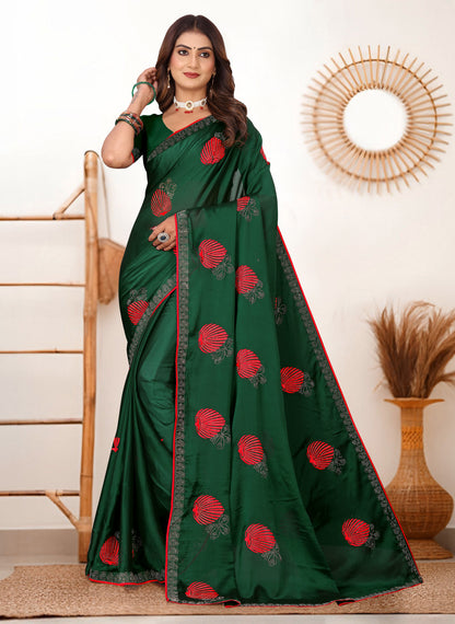 Emerald Green Rangoli Silk Saree