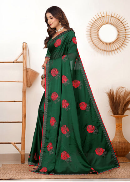 Emerald Green Rangoli Silk Saree