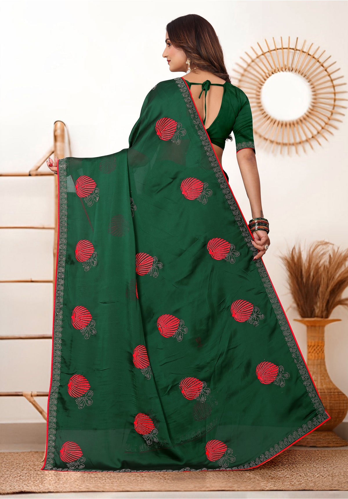 Emerald Green Rangoli Silk Saree