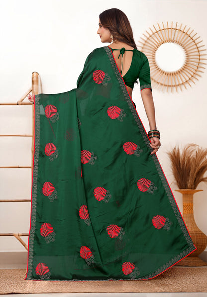 Emerald Green Rangoli Silk Saree