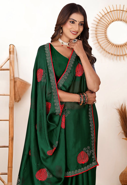 Emerald Green Rangoli Silk Saree