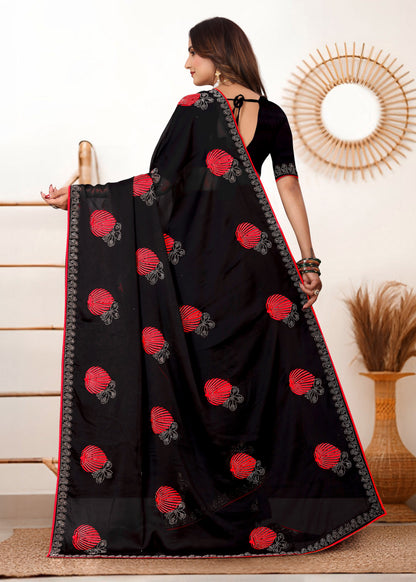 Black Rangoli Silk Saree