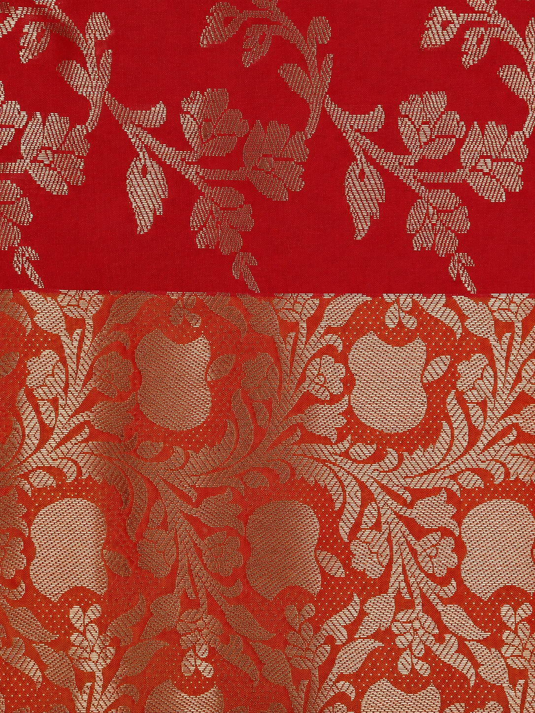 red orange open border meenakari floral butta saree