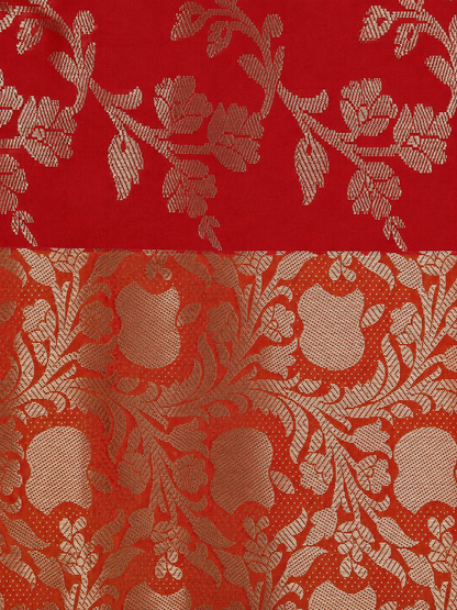 Red Orange Open Border Meenakari Floral Butta Saree