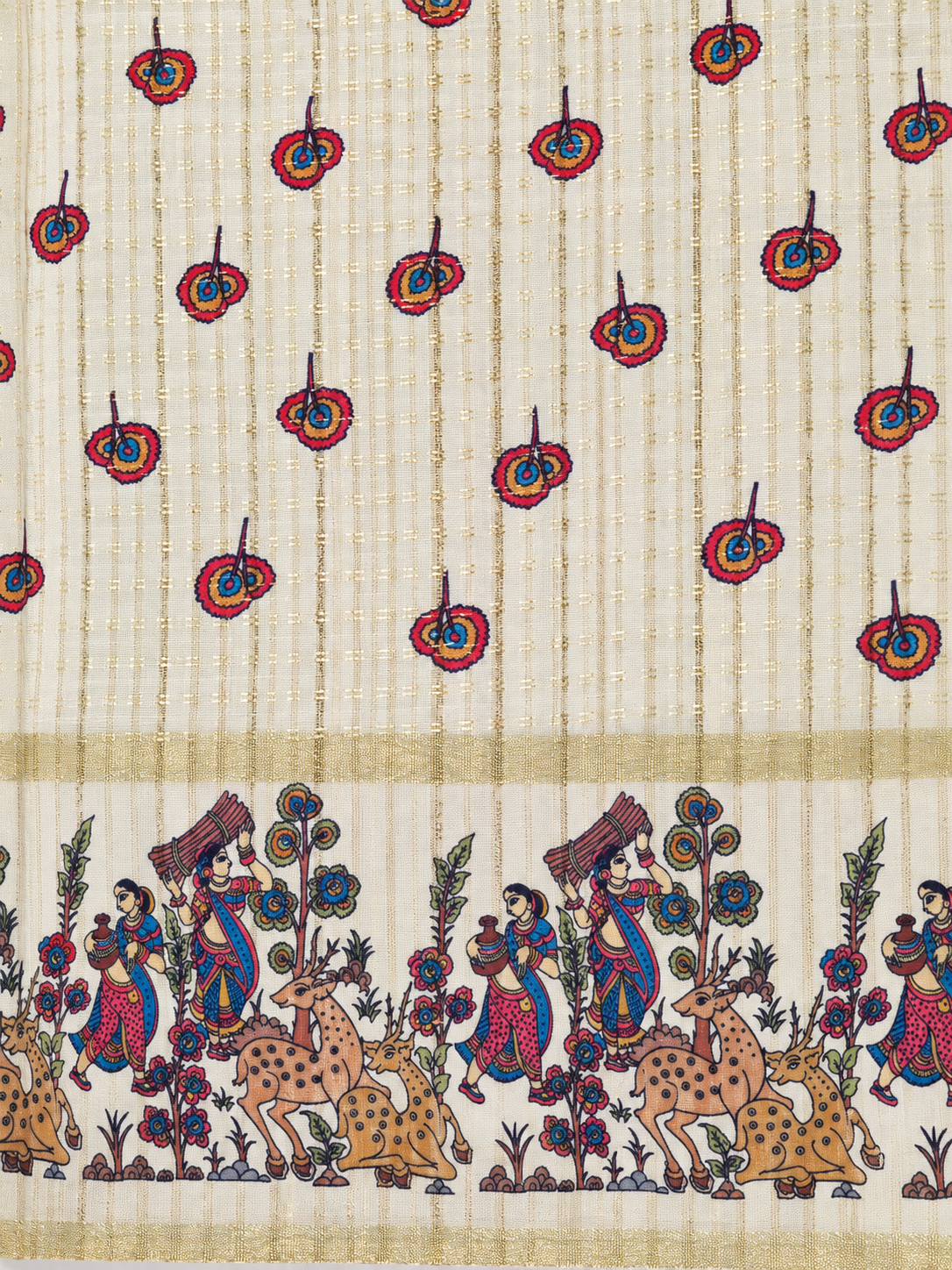heritage folk art tussar silk saree – sage green