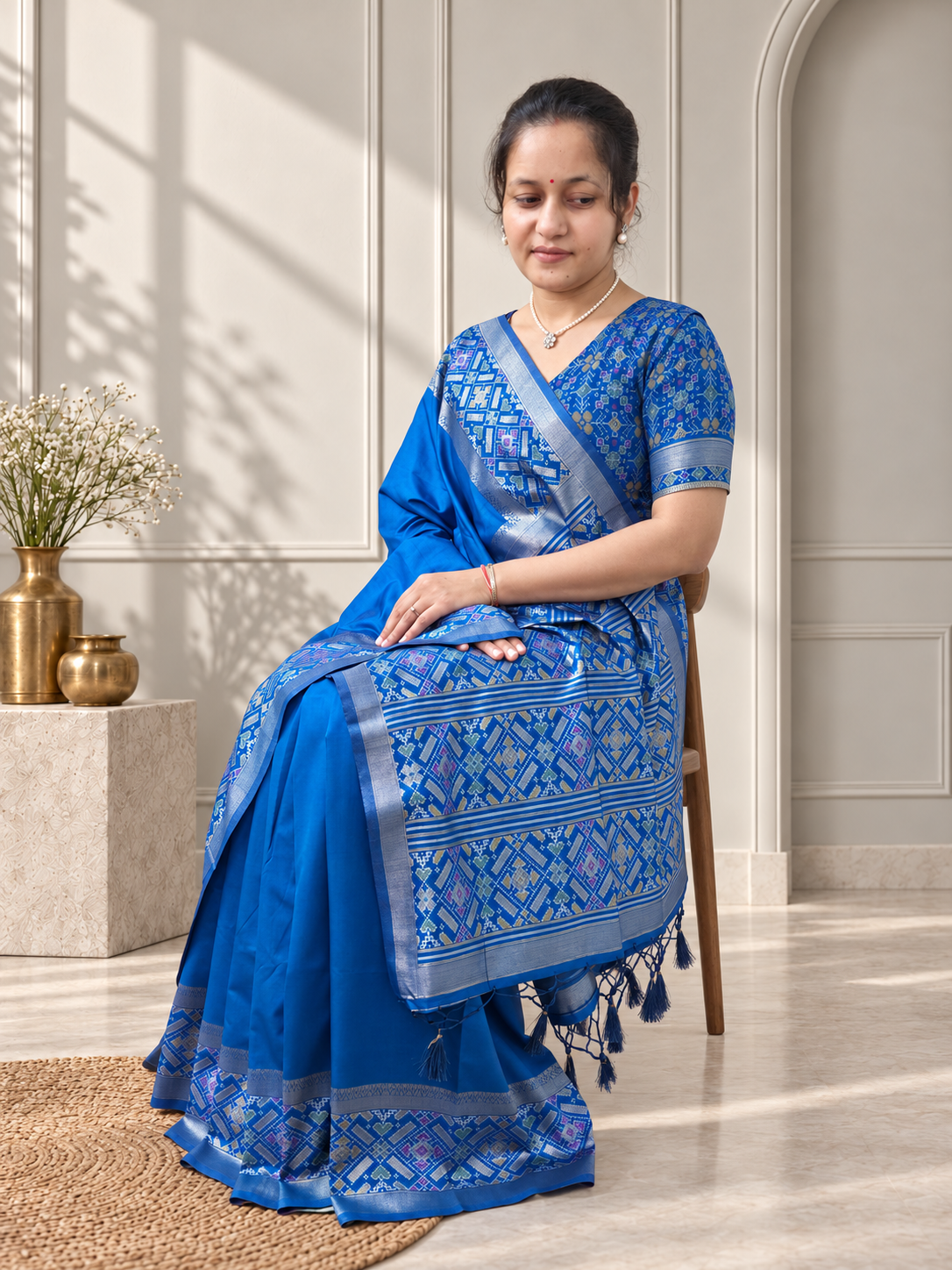 Royal Blue Patola Silk Saree with Traditional Motif