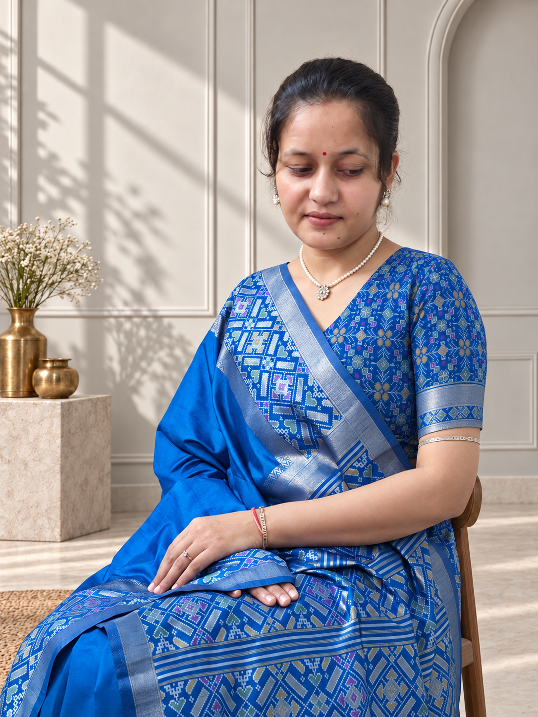 Royal Blue Patola Silk Saree with Traditional Motif