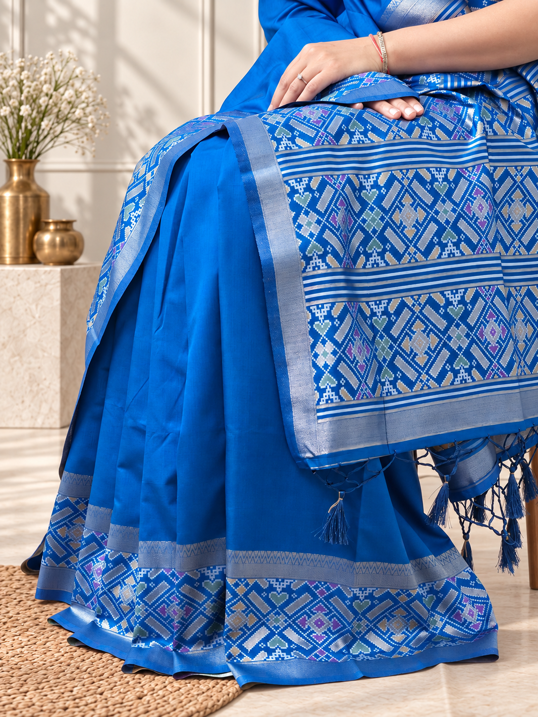 Royal Blue Patola Silk Saree with Traditional Motif