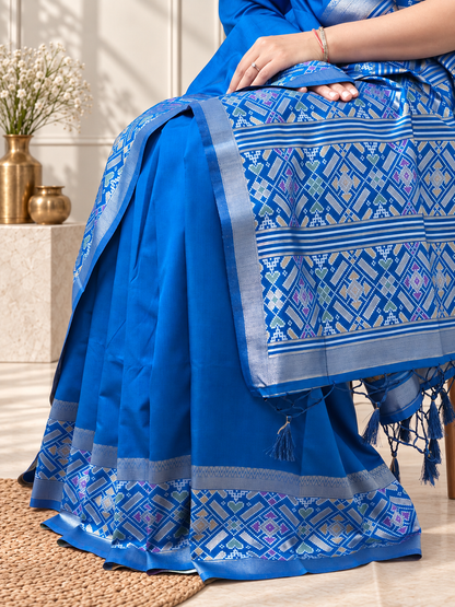 Royal Blue Patola Silk Saree with Traditional Motif