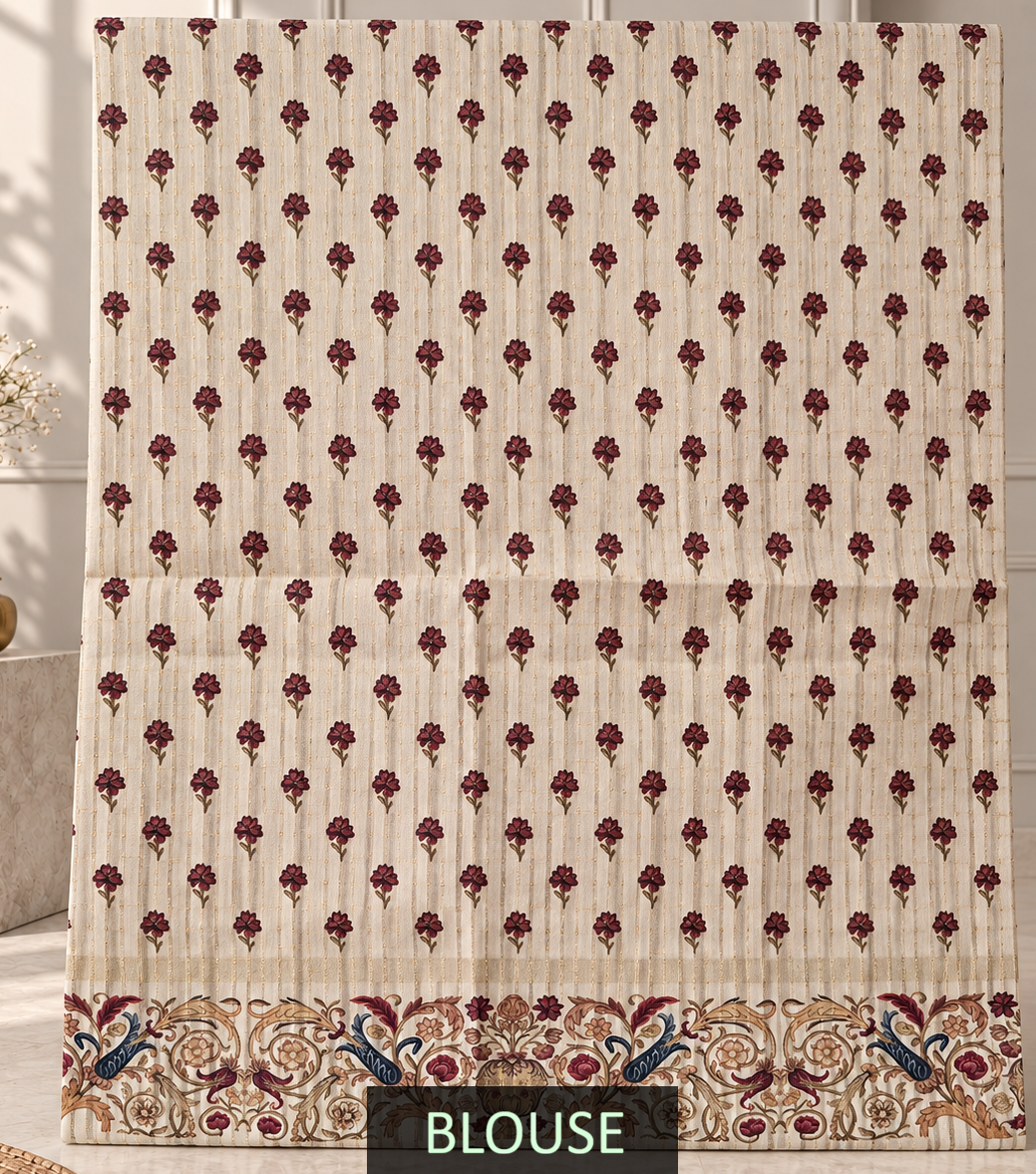 Ornate Floral Border Muted Olive Green Tussar Silk Saree