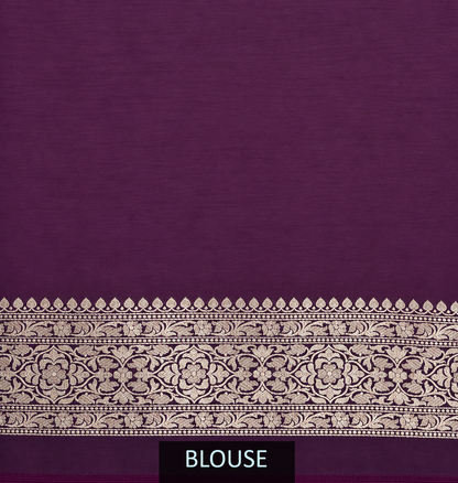 Wine Crepe Jaal Silk Saree with Contrasting Floral Border