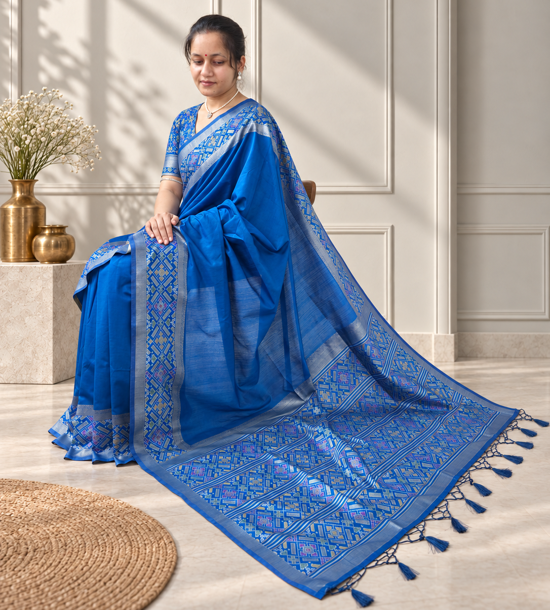 Royal Blue Patola Silk Saree with Traditional Motif