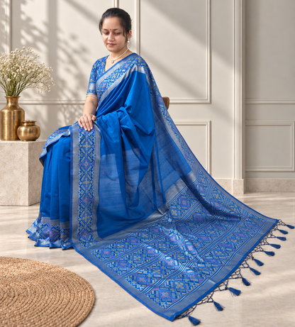 Royal Blue Patola Silk Saree with Traditional Motif