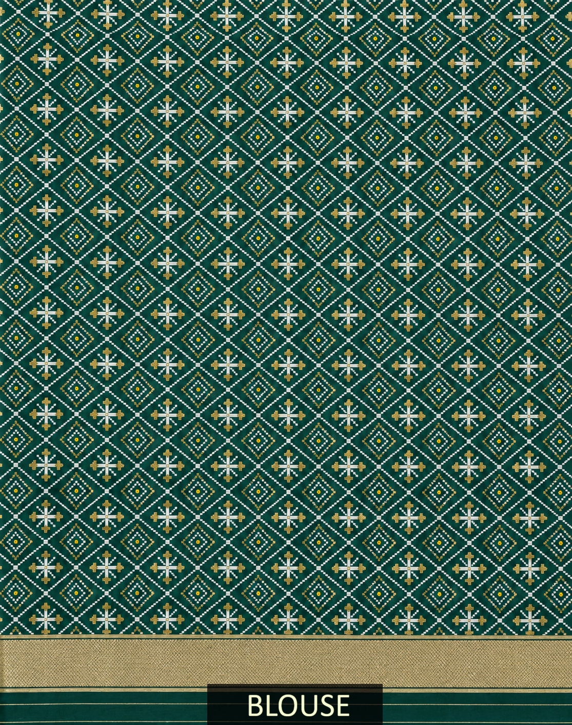 Bottle Green Silk Gala Patola Broad Border Saree