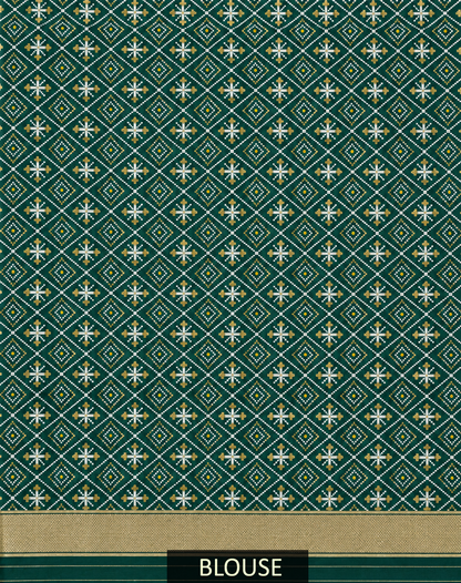Bottle Green Silk Gala Patola Broad Border Saree