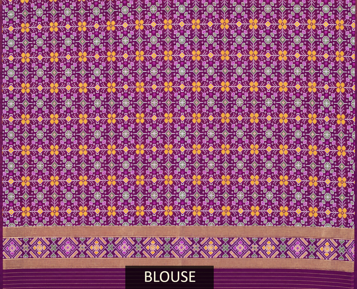 Royal Purple Patola Silk Saree with Traditional Motif