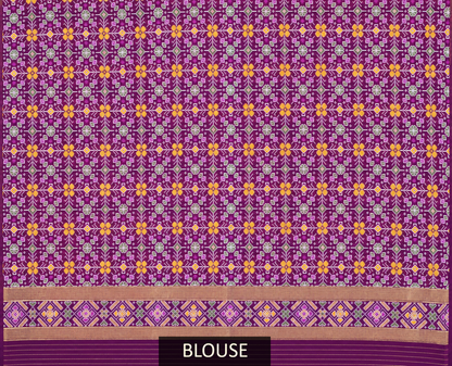 Royal Purple Patola Silk Saree with Traditional Motif