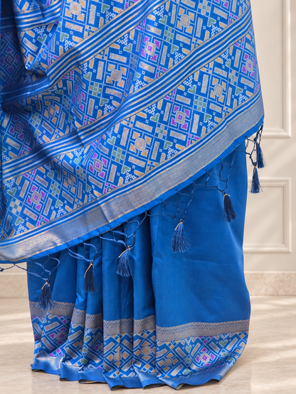 Royal Blue Patola Silk Saree with Traditional Motif