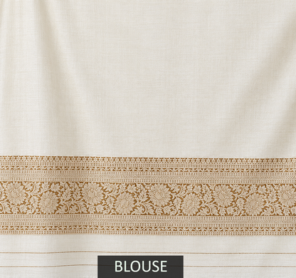White Pure Katan Silk Banarasi Handloom Saree