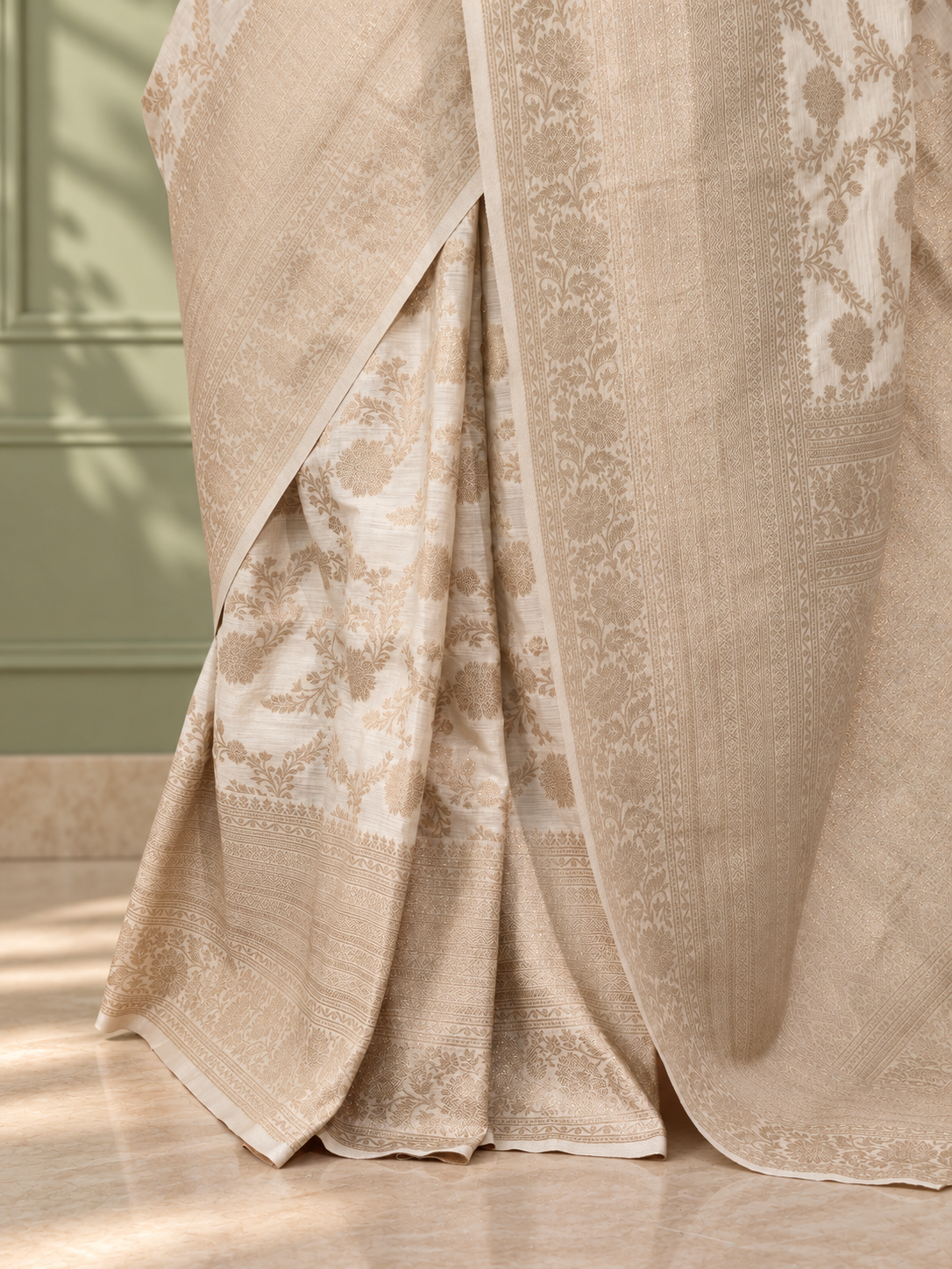white pure katan silk banarasi handloom saree