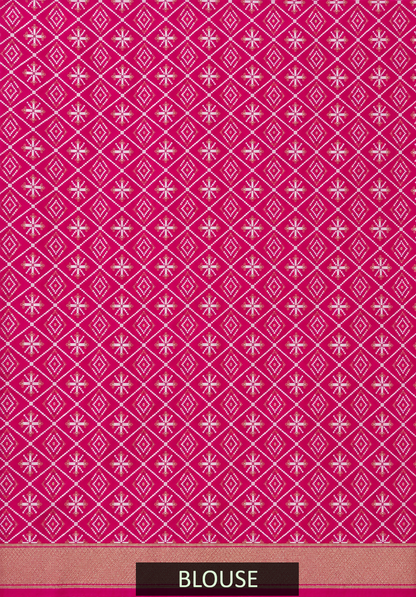 Rani Pink Silk Gala Patola Broad Border Saree
