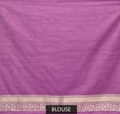 Mauve Purple Banarasi Silk Saree with Floral Jaal & Rich Woven Border