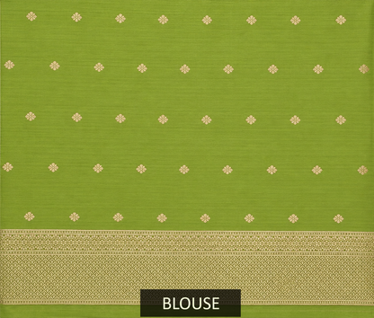 Lime Green Silk Butta Saree with Rich Woven Border