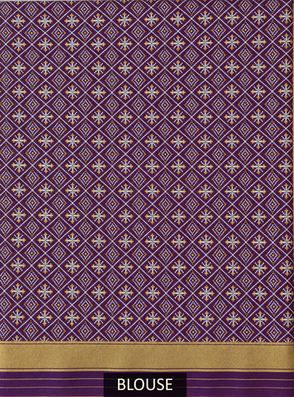Dark Plum Silk Gala Patola Broad Border Saree