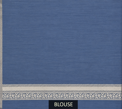 Steel Blue Banarasi Silk Saree with Floral Jaal & Rich Woven Border
