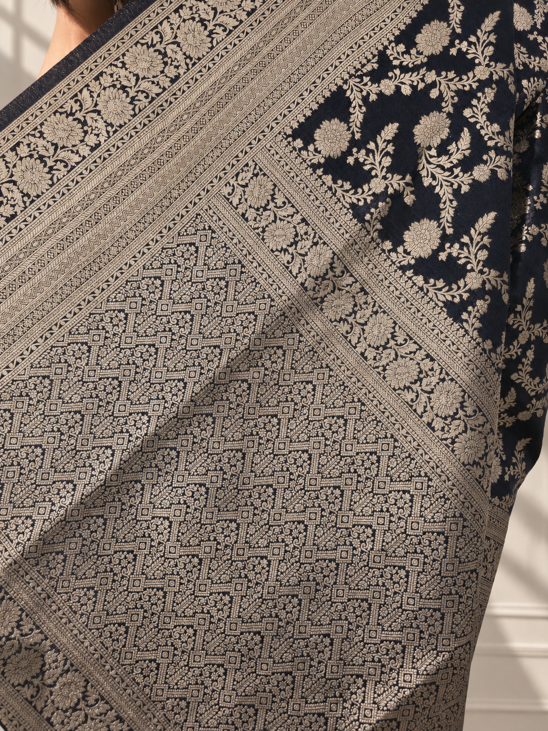 black pure katan silk banarasi handloom saree
