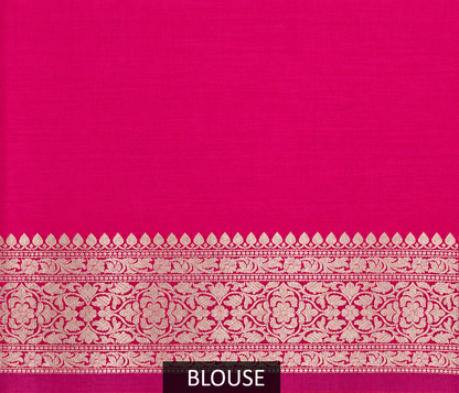 Orange Crepe Jaal Silk Saree with Contrasting Floral Border