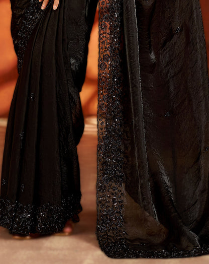 Black Statement Saree with Heavy Handwork Border