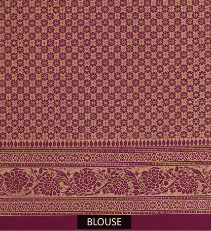 Wine Banarasi Silk Saree with Heavy Floral Weaving & Rich Woven Border