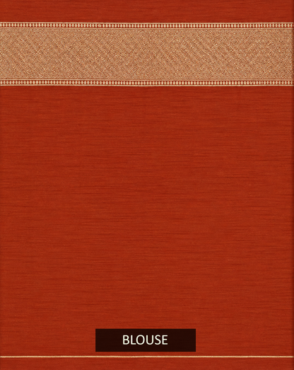 Rust Orange Uppada Pure Silk Saree with Floral Nakshatra Border