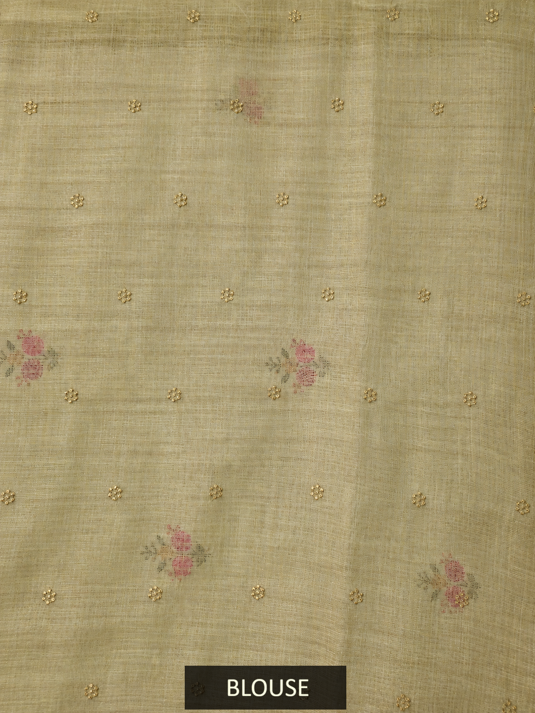 dark mustard linen saree with hand embroidered kantha work
