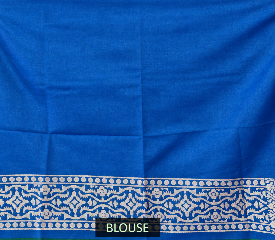 blue crepe jaal silk saree with matching floral border