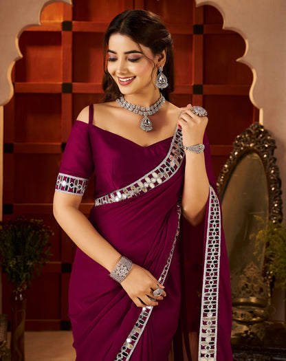 Premium Chiffon Silk fabric close-up in Deep Magenta