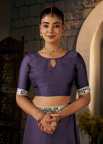 Matching blouse front with Dusty Purple Ethnic Saree