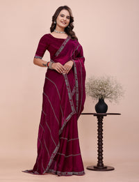 Elegant Soft Fendi Silk Maroon Saree