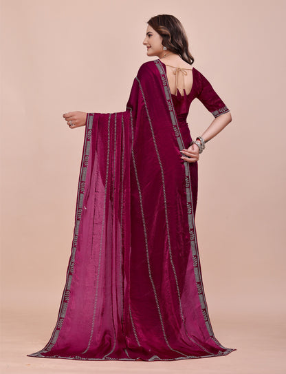 Pallu detail of Elegant Soft Fendi Silk Maroon Saree