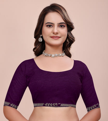 Elegant Soft Fendi Silk Royal Purple Saree styled for festive wear
