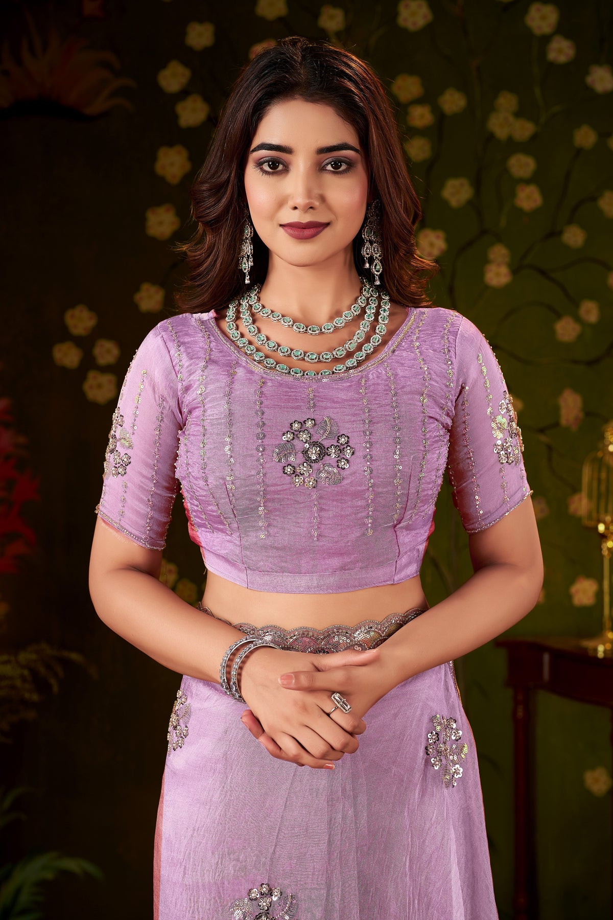 Chhoga Lavender blouse with matching hand embellishments