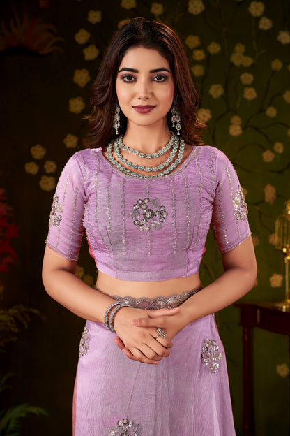 Chhoga Lavender blouse with matching hand embellishments